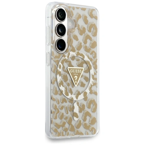 Etui Guess IML Leopard Print Triangle MagSafe do Samsung Galaxy S26 brązowy