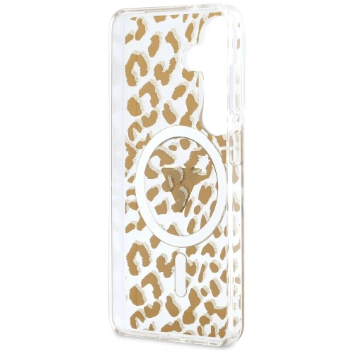 Etui Guess IML Leopard Print Triangle MagSafe do Samsung Galaxy S26 brązowy