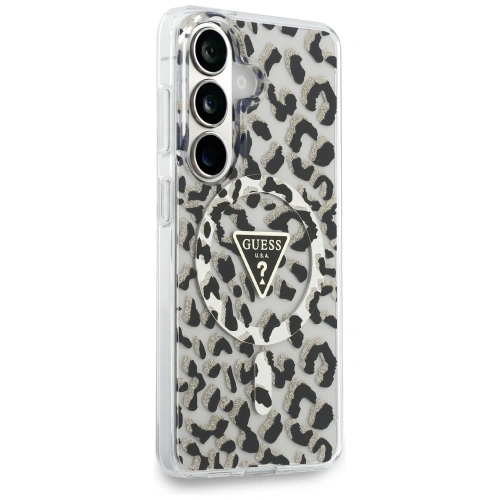Etui Guess IML Leopard Print Triangle MagSafe do Samsung Galaxy S26 czarny