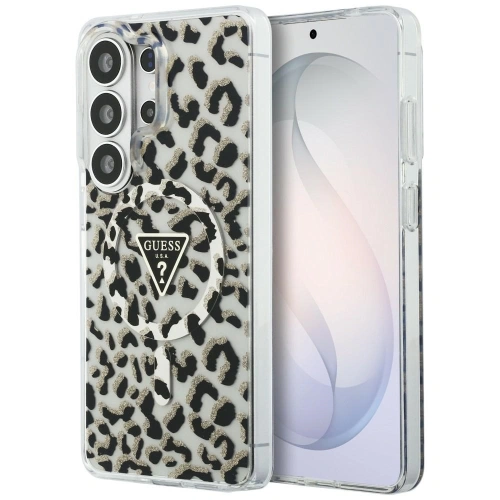 Etui Guess IML Leopard Print Triangle MagSafe do Samsung Galaxy S26 Ultra czarny
