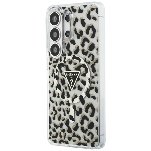 Etui Guess IML Leopard Print Triangle MagSafe do Samsung Galaxy S26 Ultra czarny