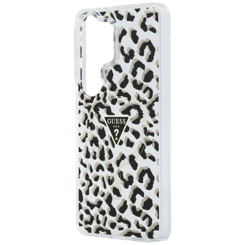 Etui Guess IML Leopard Print Triangle MagSafe do Samsung Galaxy S26 Ultra czarny