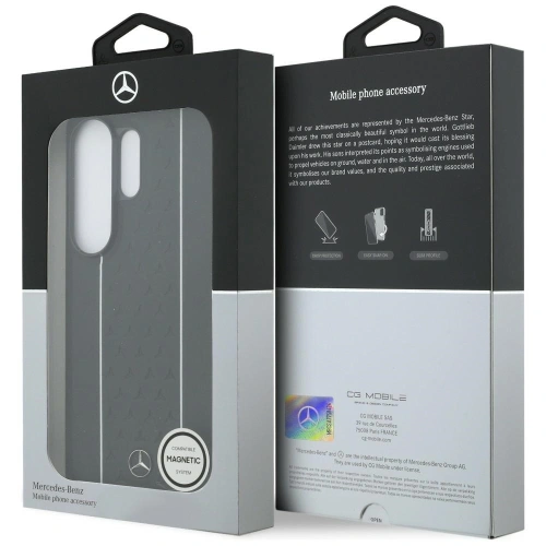 Etui Mercedes Laurel Leaves Vertical Stripes MagSafe do Samsung Galaxy S26 Ultra czarno biały