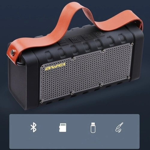 AWEI głośnik Bluetooth 5.0 Y668 20W z power bankiem czarny/black
