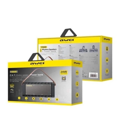 AWEI głośnik Bluetooth 5.0 Y668 20W z power bankiem czarny/black