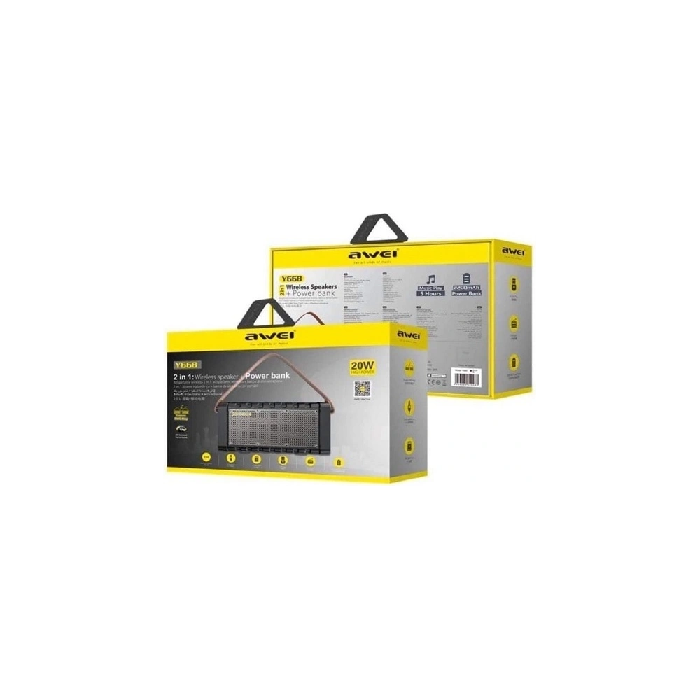 Hurtownia GSM - AWEI Bluetooth reproduktor 5.0 Y668 20W s powerbankem černý/black - AWEI048BLK - {ean13} - Hurt