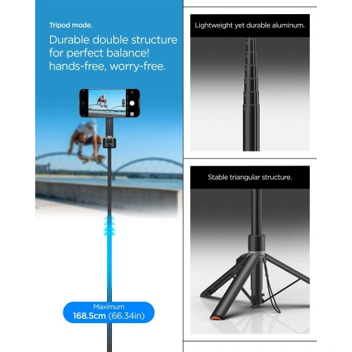 Selfie Stick Spigen S581W MagSafe Bluetooth Tripod Black