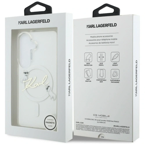 Etui Karl Lagerfeld IML KC Script MagSafe do Samsung Galaxy S26 przezroczysty