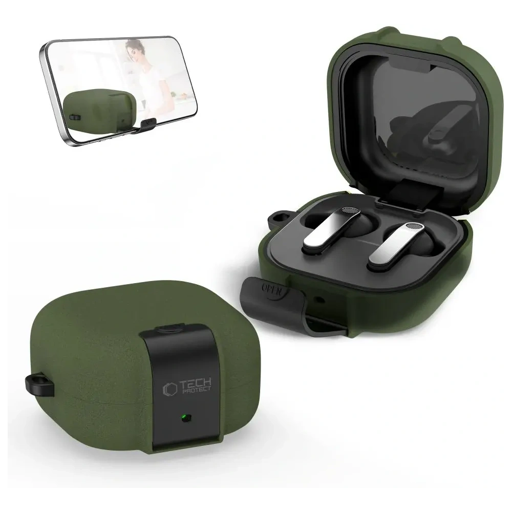 Etui Tech-Protect Slim Hook do Samsung Galaxy Buds 4 / 4 Pro Olive Green