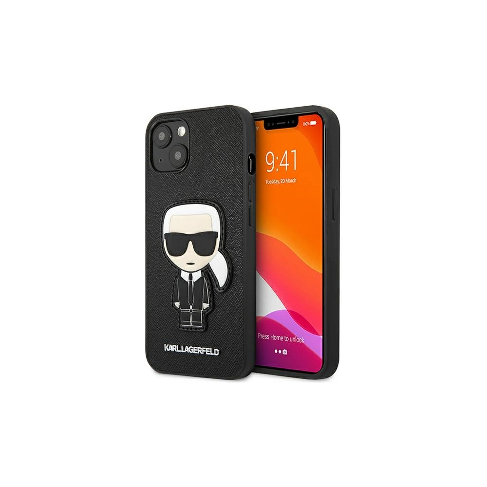 [CR] Etui Karl Lagerfeld KLHCP13SOKPK Apple iPhone 13 mini czarny/black hardcase Saffiano Ikonik Karl`s Patch