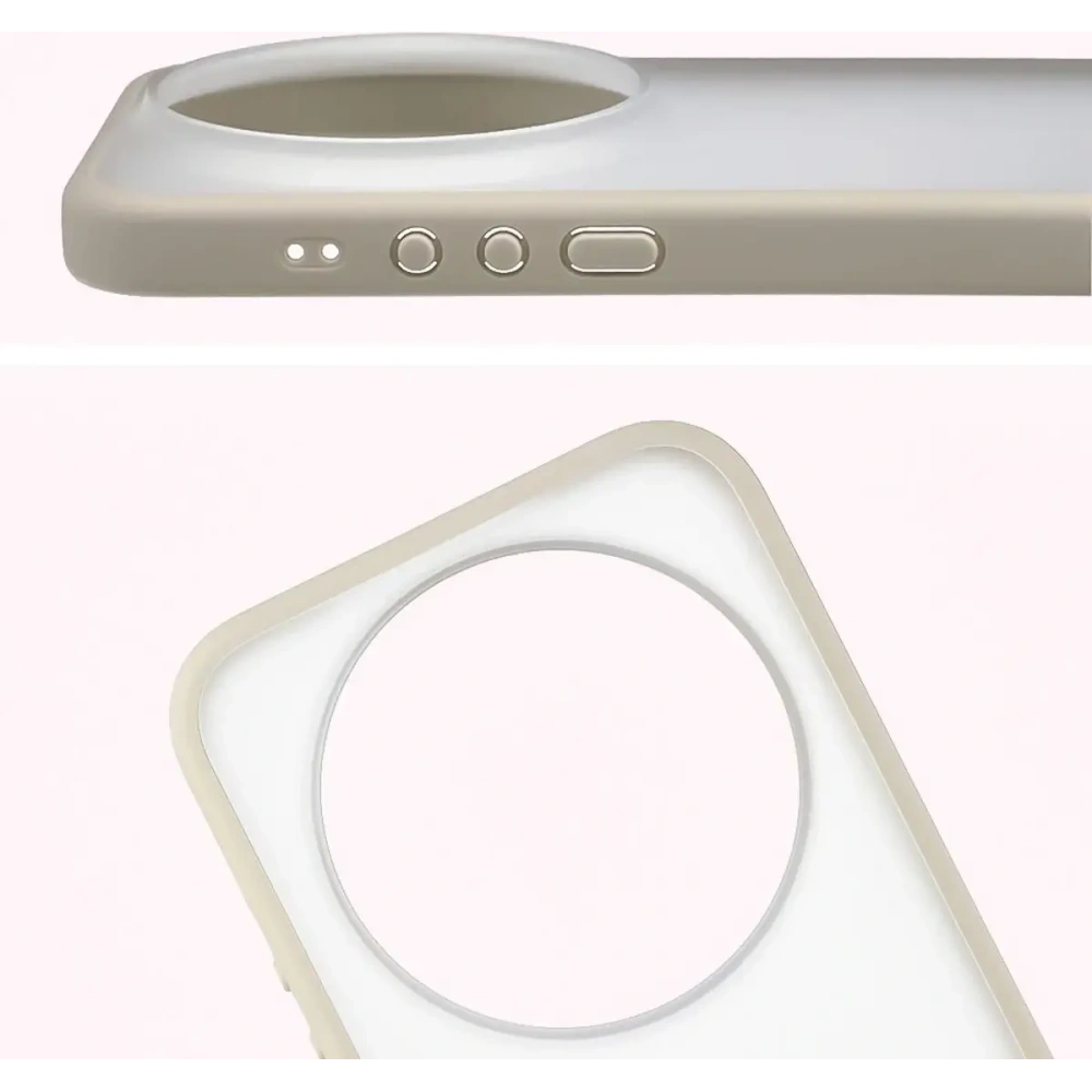 Etui Bizon Case Angelo do Xiaomi 17 Ultra półprzezroczyste z beżową ramką