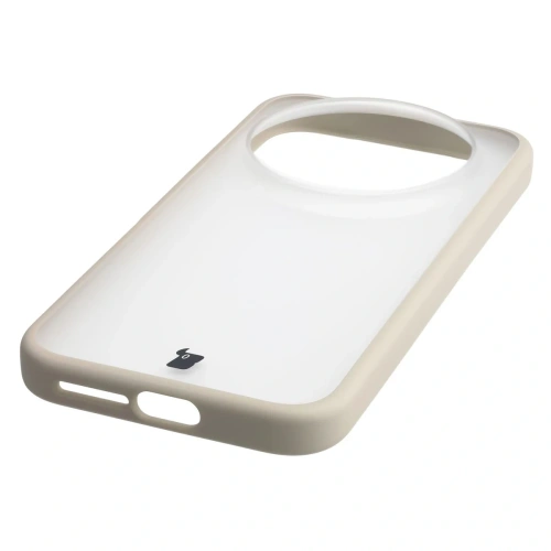 Etui Bizon Case Angelo do Xiaomi 17 Ultra półprzezroczyste z beżową ramką