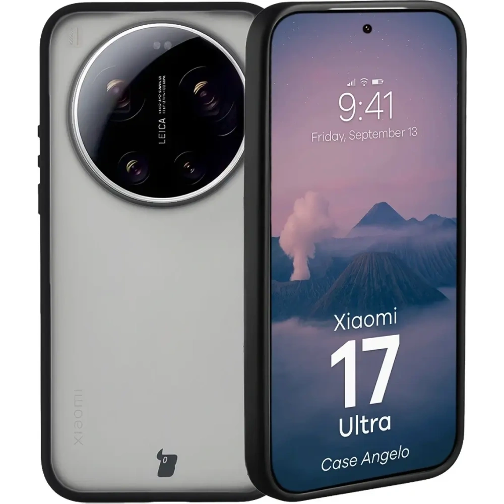 Etui Bizon Case Angelo do Xiaomi 17 Ultra przydymione z czarną ramką