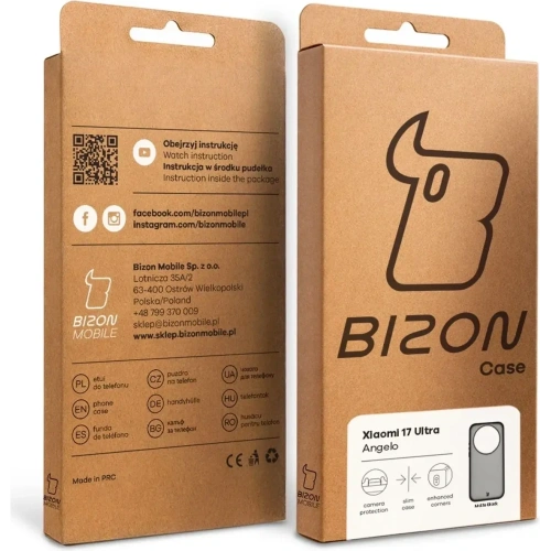 Etui Bizon Case Angelo do Xiaomi 17 Ultra przydymione z czarną ramką