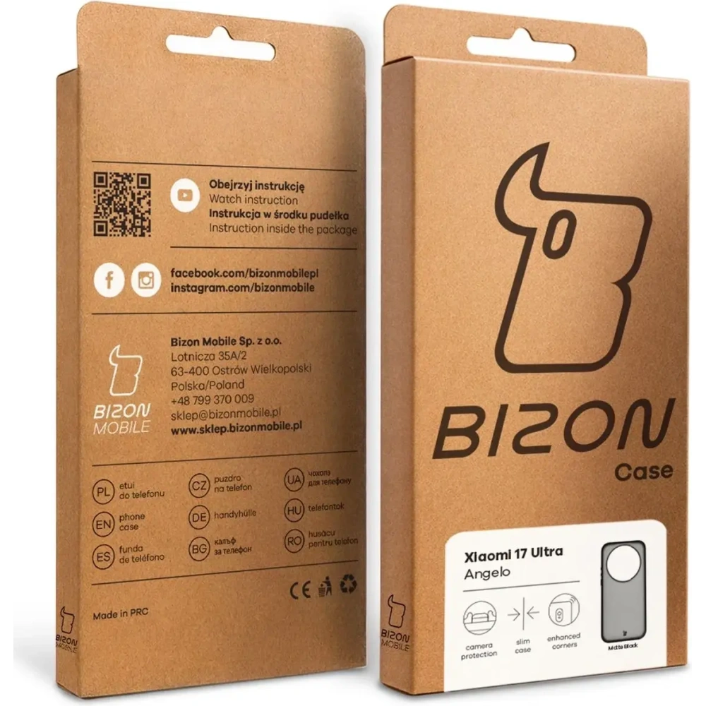 Etui Bizon Case Angelo do Xiaomi 17 Ultra przydymione z czarną ramką
