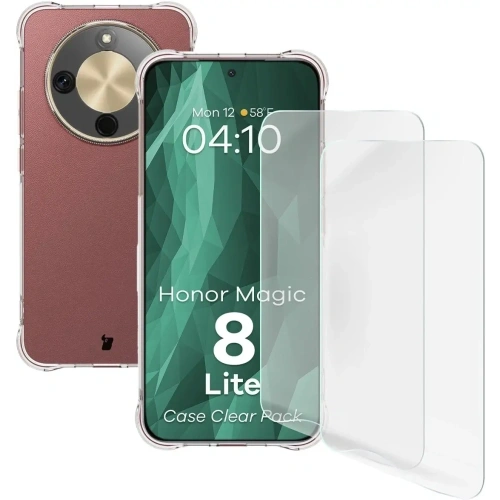 Elastyczne etui + 2x folia na ekran Bizon Case Clear Pack do Honor Magic8 Lite