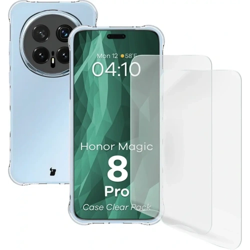 Elastyczne etui + 2x folia na ekran Bizon Case Clear Pack do Honor Magic8 Pro