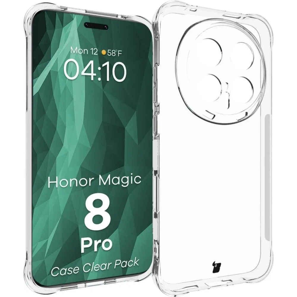 Elastyczne etui + 2x folia na ekran Bizon Case Clear Pack do Honor Magic8 Pro