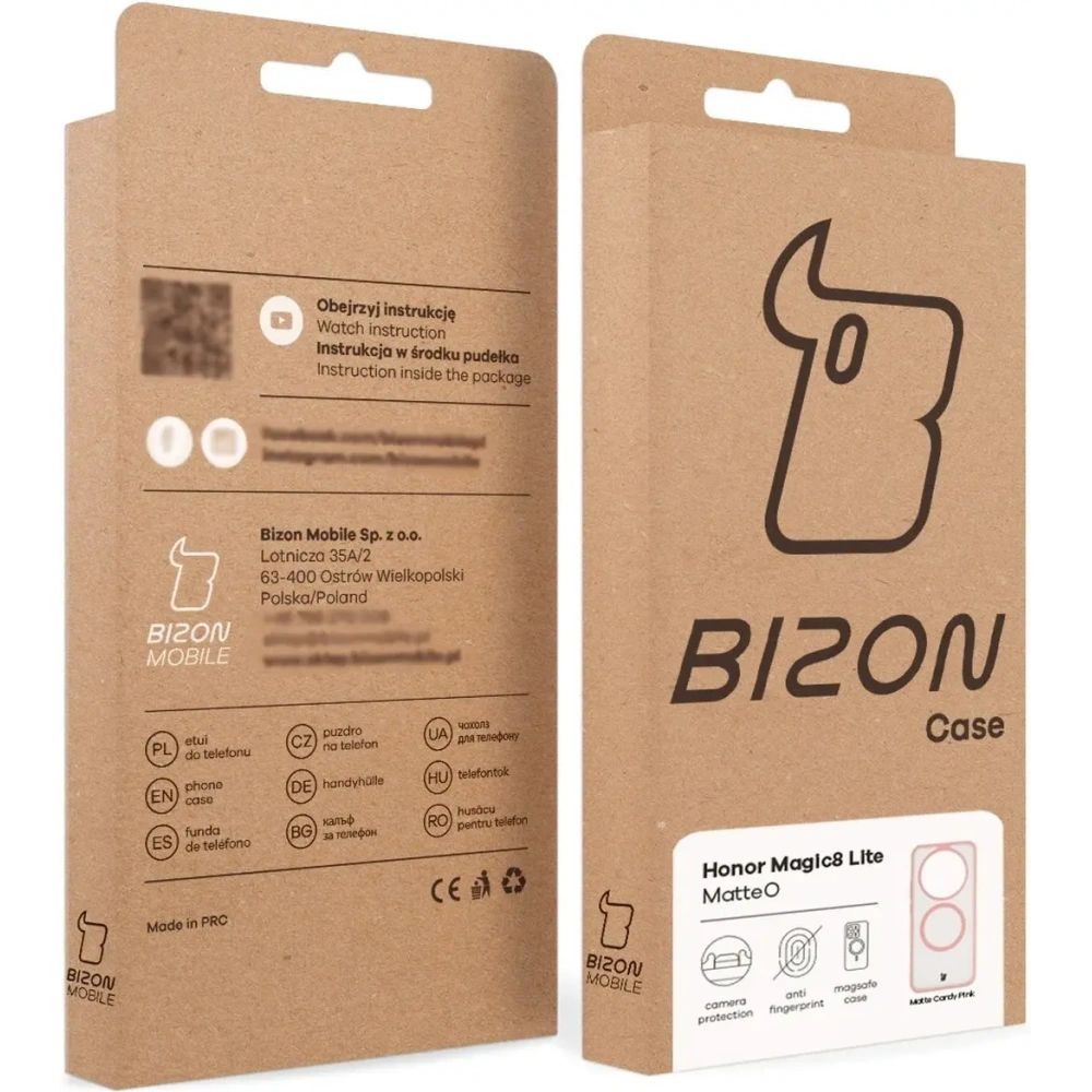 Etui z pierścieniem magnetycznym + szkło hartowane Bizon MatteO Pack do Honor Magic8 Lite przydymione-jasnoróżowe
