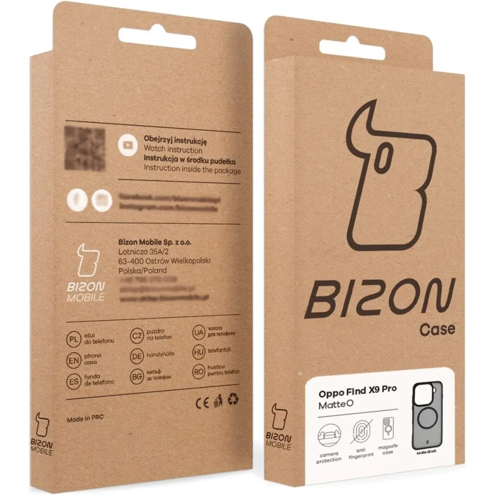 Etui z pierścieniem magnetycznym + szkło hartowane Bizon MatteO Pack do Oppo Find X9 Pro przydymione-czarne