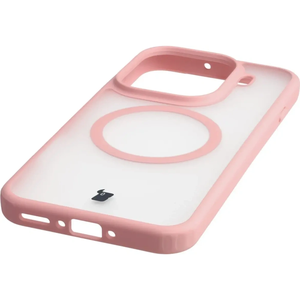 Etui z pierścieniem magnetycznym + szkło hartowane Bizon MatteO Pack do Oppo Find X9 Pro przydymione-jasnoróżowe