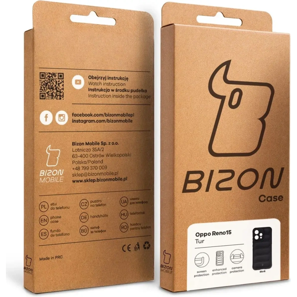 Pancerne etui Bizon Case Tur do Oppo Reno 15 czarne