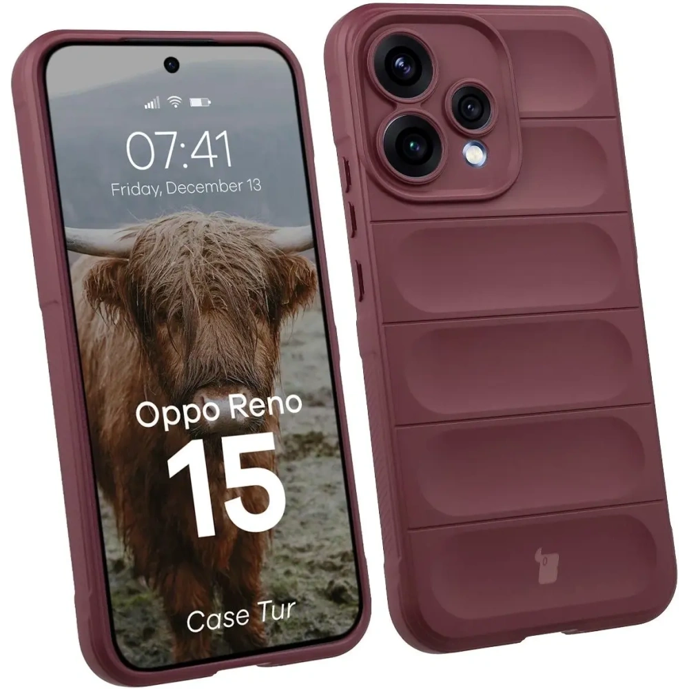 Pancerne etui Bizon Case Tur do Oppo Reno 15 burgundowe