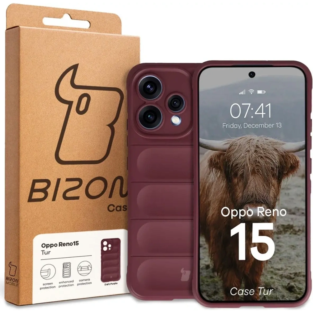 Pancerne etui Bizon Case Tur do Oppo Reno 15 burgundowe