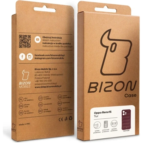 Pancerne etui Bizon Case Tur do Oppo Reno 15 burgundowe