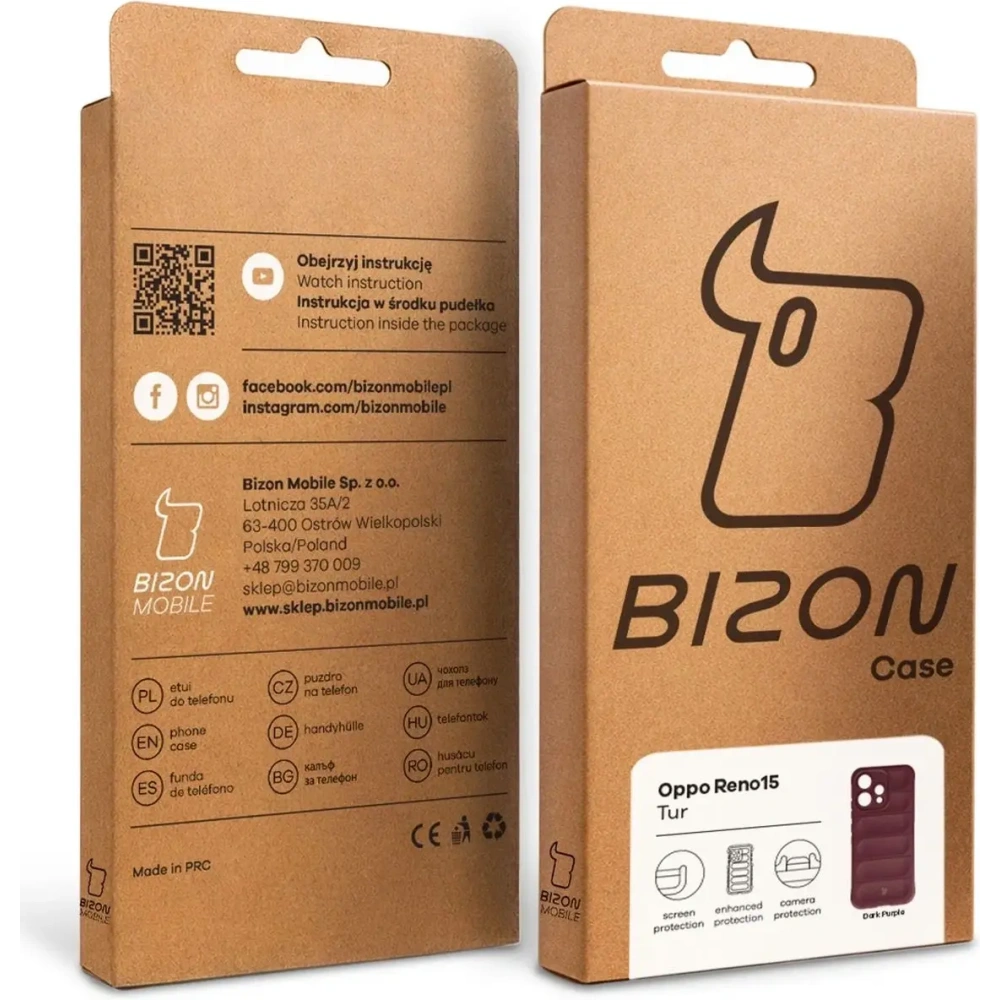 Pancerne etui Bizon Case Tur do Oppo Reno 15 burgundowe