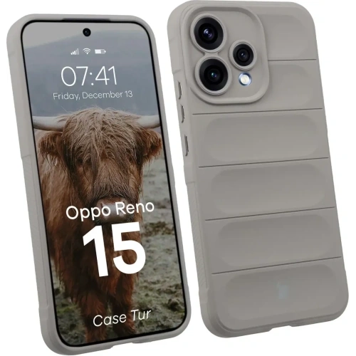 Pancerne etui Bizon Case Tur do Oppo Reno 15 jasnoszare
