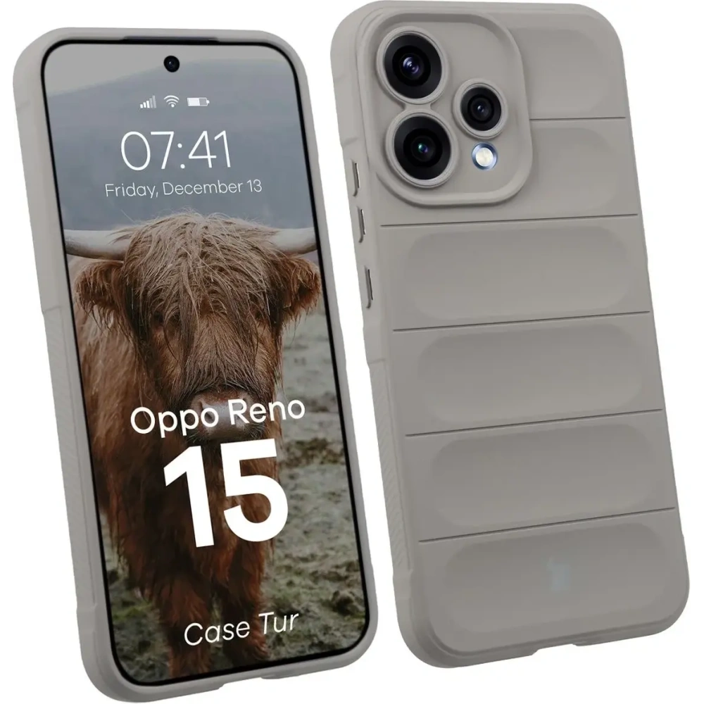Pancerne etui Bizon Case Tur do Oppo Reno 15 jasnoszare
