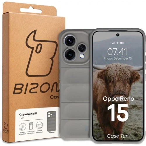 Pancerne etui Bizon Case Tur do Oppo Reno 15 jasnoszare
