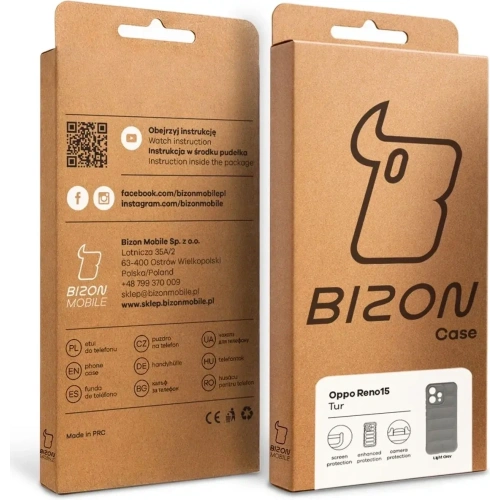 Pancerne etui Bizon Case Tur do Oppo Reno 15 jasnoszare