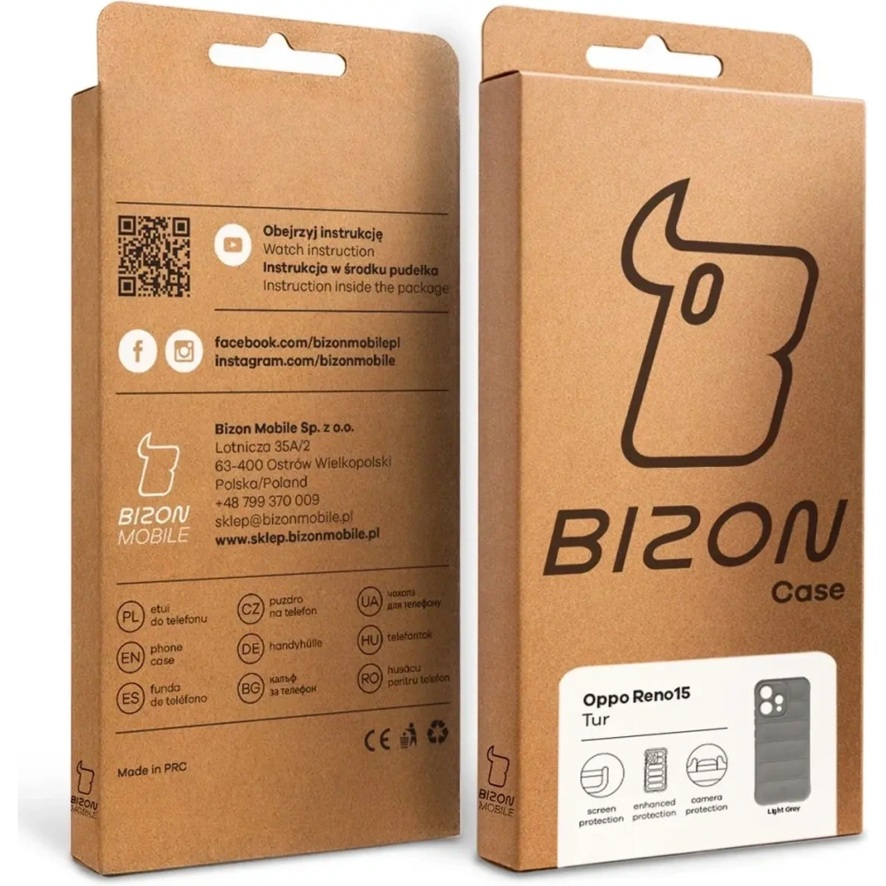 Pancerne etui Bizon Case Tur do Oppo Reno 15 jasnoszare