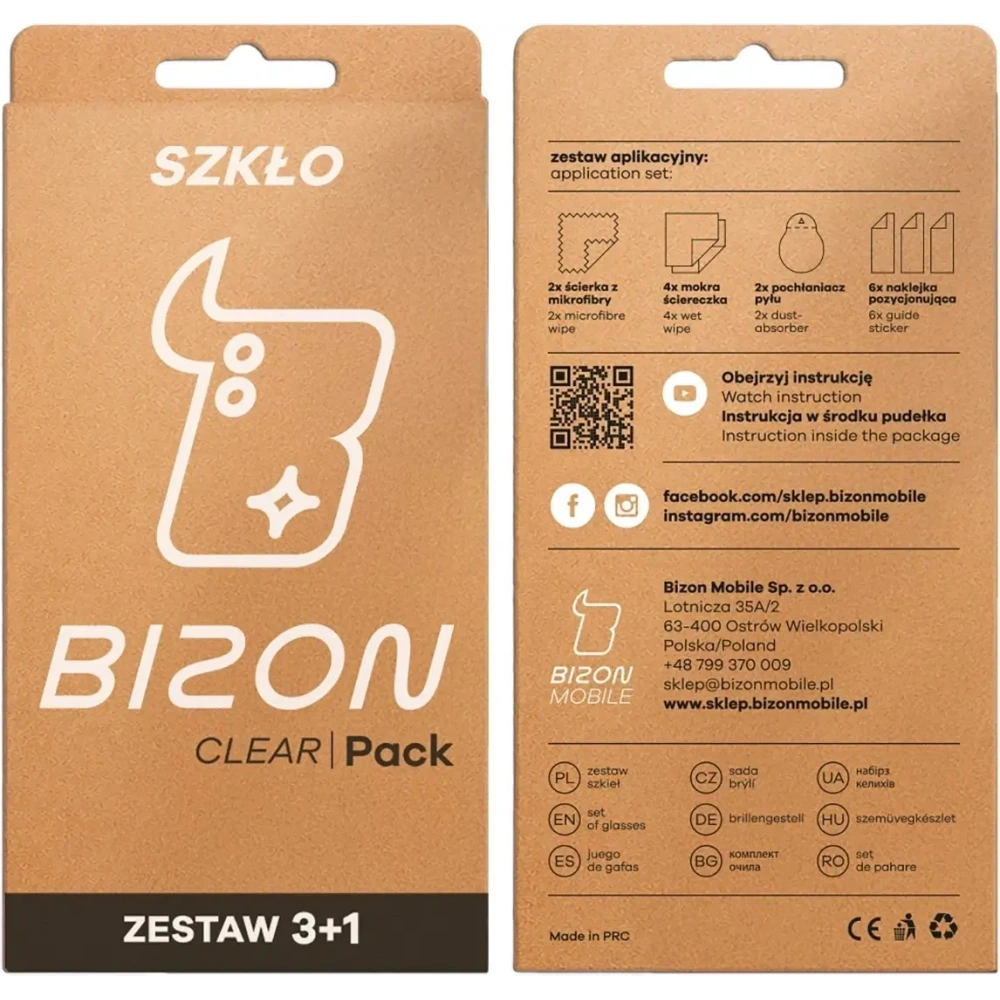 3x Szkło hartowane + szybka na aparat Bizon Glass Clear Pack do Samsung Galaxy A07 4G