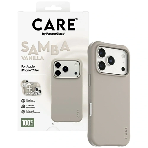 Etui CARE by PanzerGlass Fashionable Samba MagSafe do Apple iPhone 17 Pro waniliowy