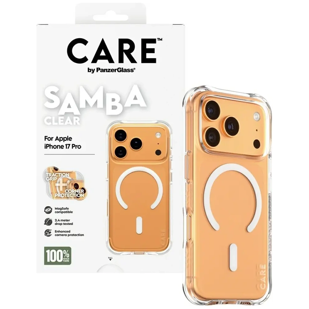 Etui CARE by PanzerGlass Fashionable Samba w. White MagSafe do Apple iPhone 17 Pro przezroczysty