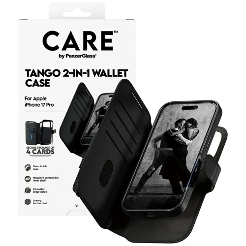 Etui CARE by PanzerGlass Feature Tango 2w1 Wallet Case MagSafe do Apple iPhone 17 Pro czarny