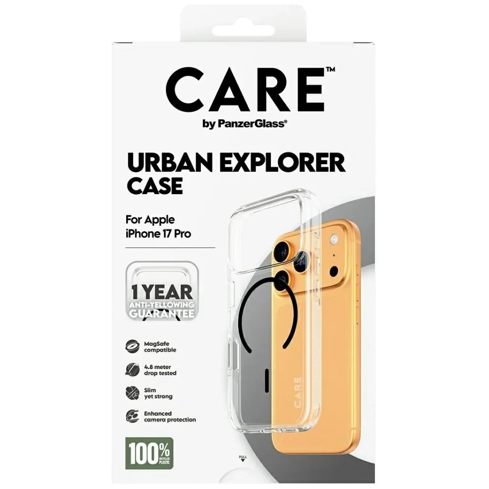 Etui CARE by PanzerGlass Flagship Urban Explorer w. Black MagSafe do Apple iPhone 17 Pro przezroczysty