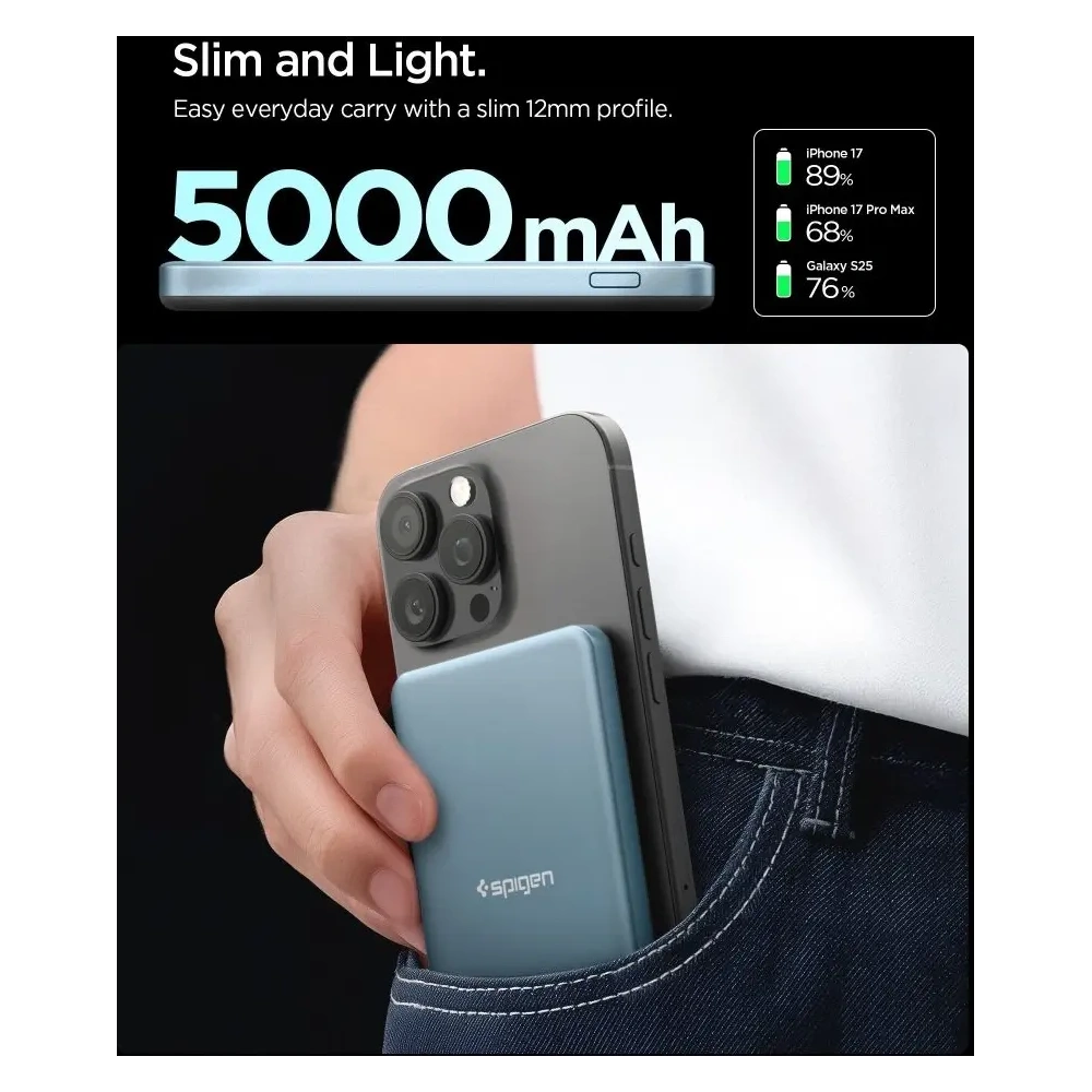 Powerbank Spigen EA2205MQ Essential MagSafe PowerBank 5000mAh 22.5W QI2 Teal Blue