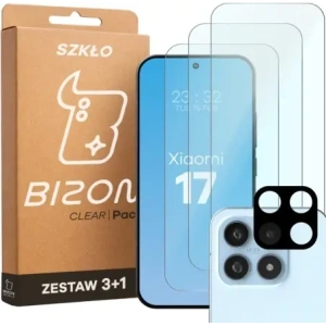 3x Szkło hartowane + szybka na aparat Bizon Glass Clear Pack do Xiaomi 17