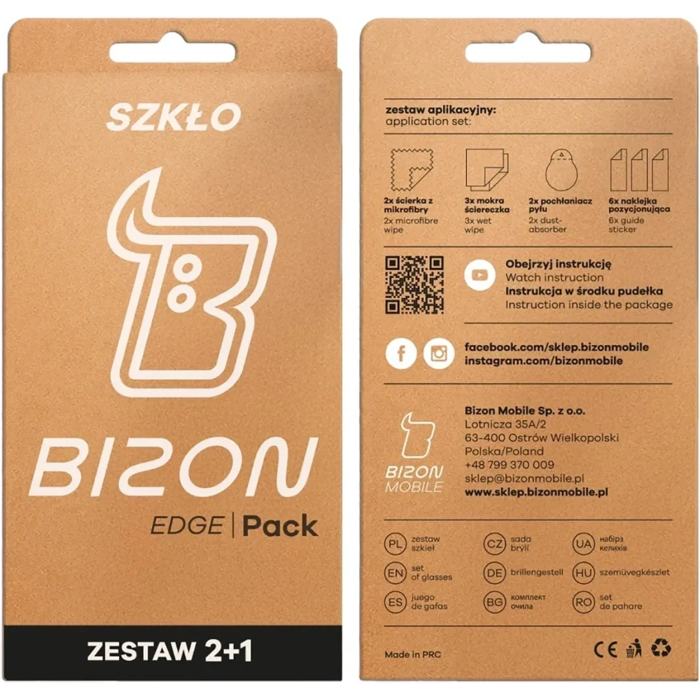 2x Szkło + szybka na aparat Bizon Edge Pack do Samsung Galaxy A07 4G