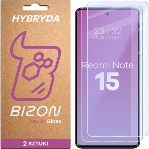 Elastyczne szkło hybrydowe Bizon Glass Mule Duo do Xiaomi Redmi Note 15 4G / 5G [2 PACK]