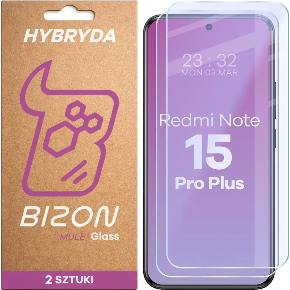 Elastyczne szkło hybrydowe Bizon Glass Mule Duo do Xiaomi Redmi Note 15 Pro+ Plus 5G [2 PACK]