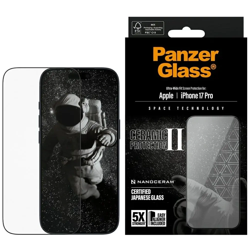 Szkło ceramiczne PanzerGlass Ceramic II Ultra-Wide Fit EasyAligner do Apple iPhone 17 Pro