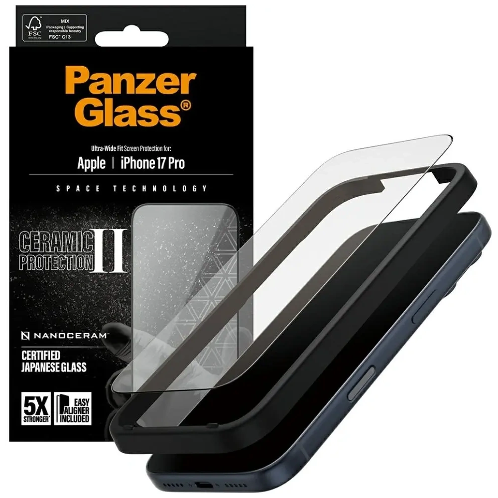 Szkło ceramiczne PanzerGlass Ceramic II Ultra-Wide Fit EasyAligner do Apple iPhone 17 Pro