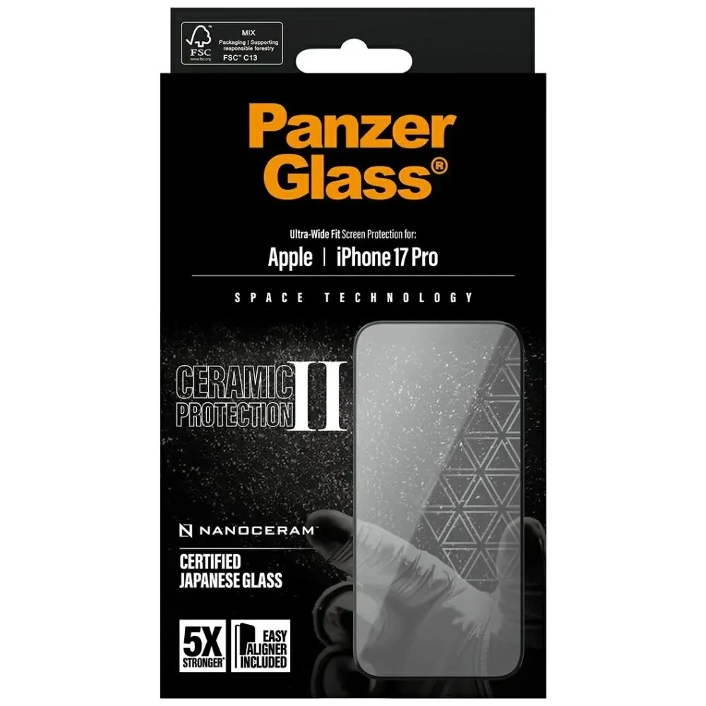 Szkło ceramiczne PanzerGlass Ceramic II Ultra-Wide Fit EasyAligner do Apple iPhone 17 Pro