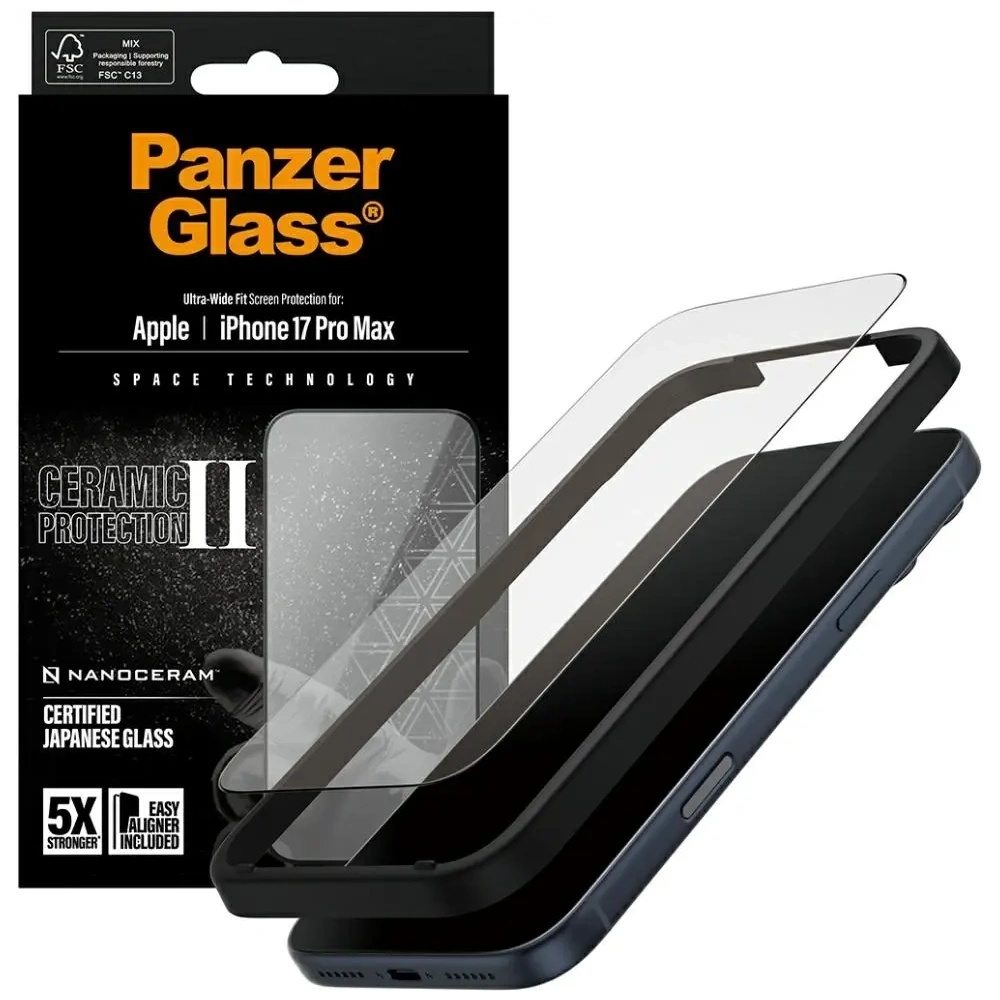 Szkło ceramiczne PanzerGlass Ceramic II Ultra-Wide Fit EasyAligner do Apple iPhone 17 Pro Max
