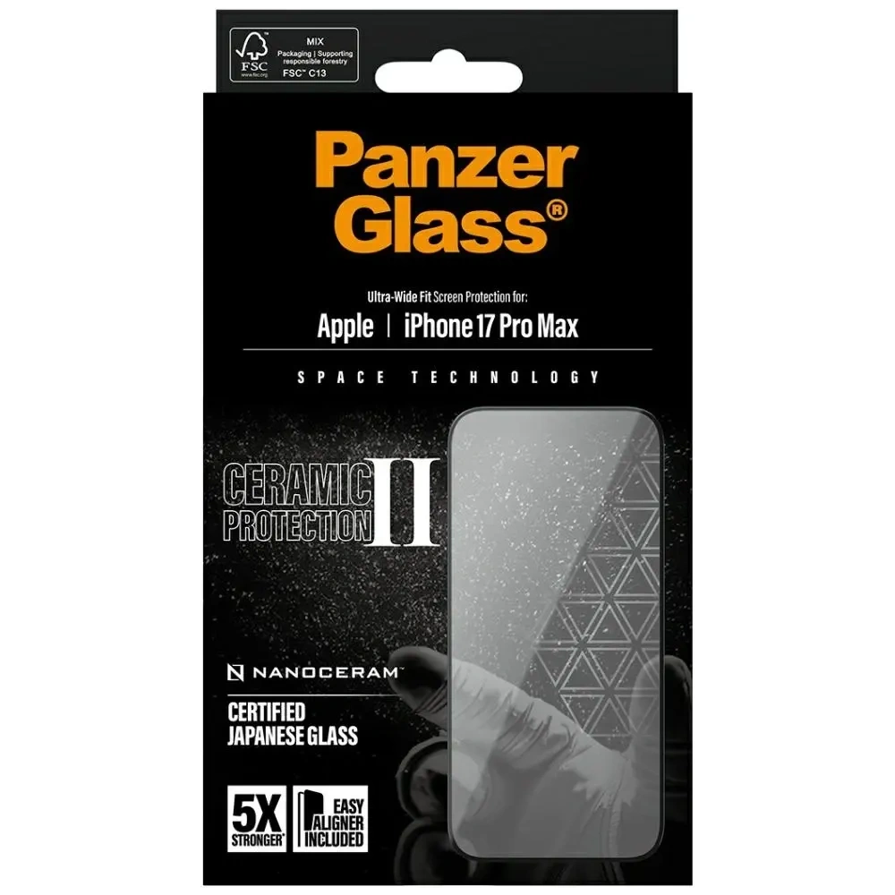 Szkło ceramiczne PanzerGlass Ceramic II Ultra-Wide Fit EasyAligner do Apple iPhone 17 Pro Max